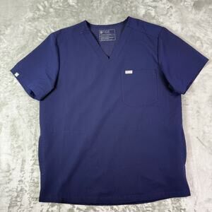 Figs Chisec 3-Pocket Technical Collection Blue Scrub Top women’s L